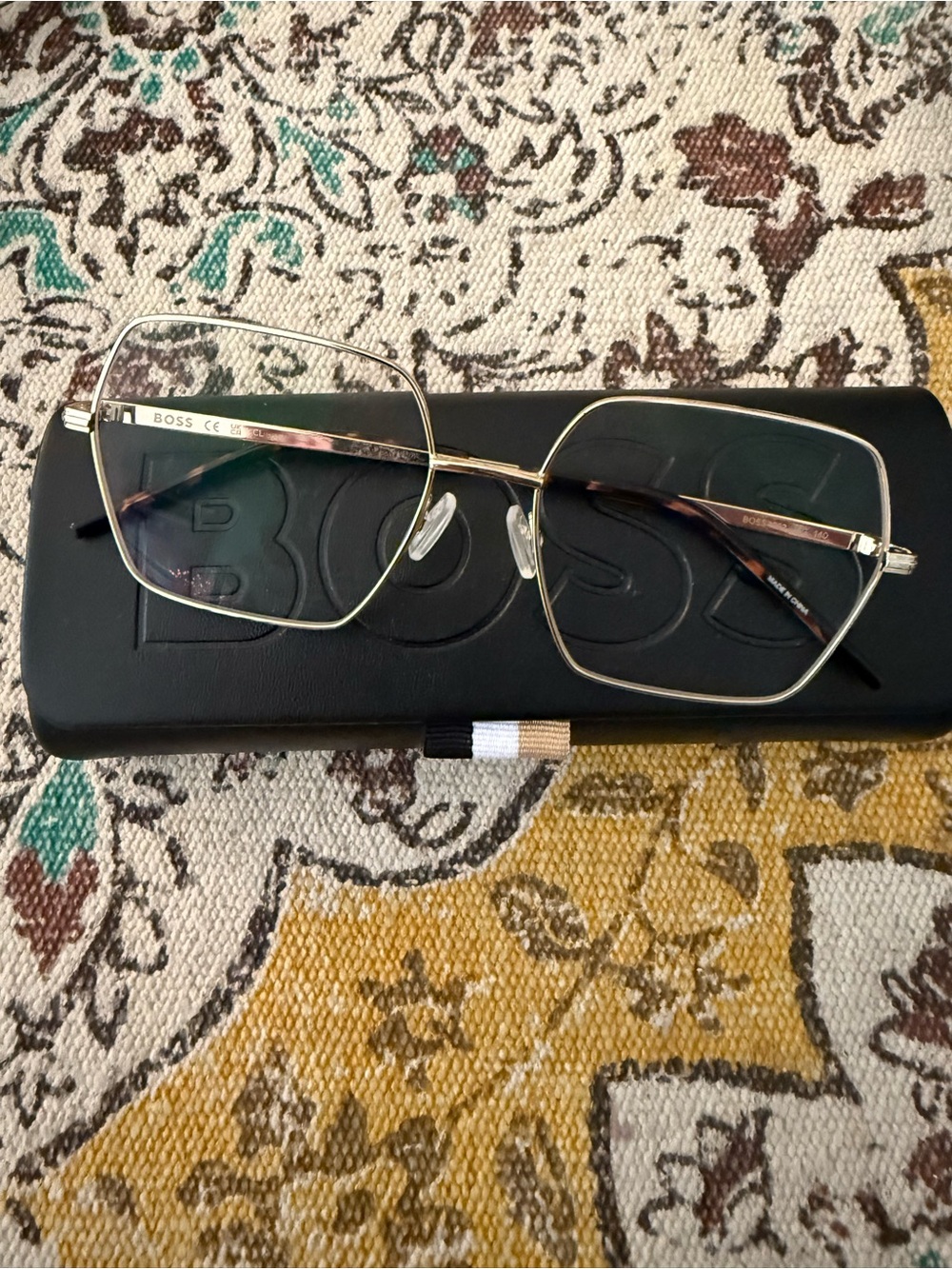 BOSS Gold Metal Hexagonal Reading Eyeglasses (not progressive)